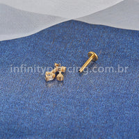 Piercing Labret Titânio Cereja Zircônias Cravejadas