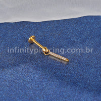 Piercing Labret Titânio Pingente Barra Pequena Zircônia