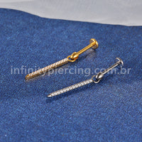 Piercing Labret Titânio Pingente Barra Pequena Zircônia