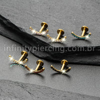 Piercing Labret Titânio Curvo Com Zircônia Colorida