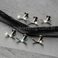 Piercing Labret Titânio Curvo Com Zircônia Colorida