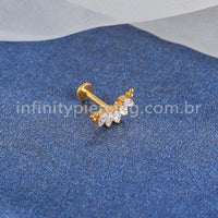 Piercing Labret Aço Cirúrgico Cluster Indiano 5 Zircônia