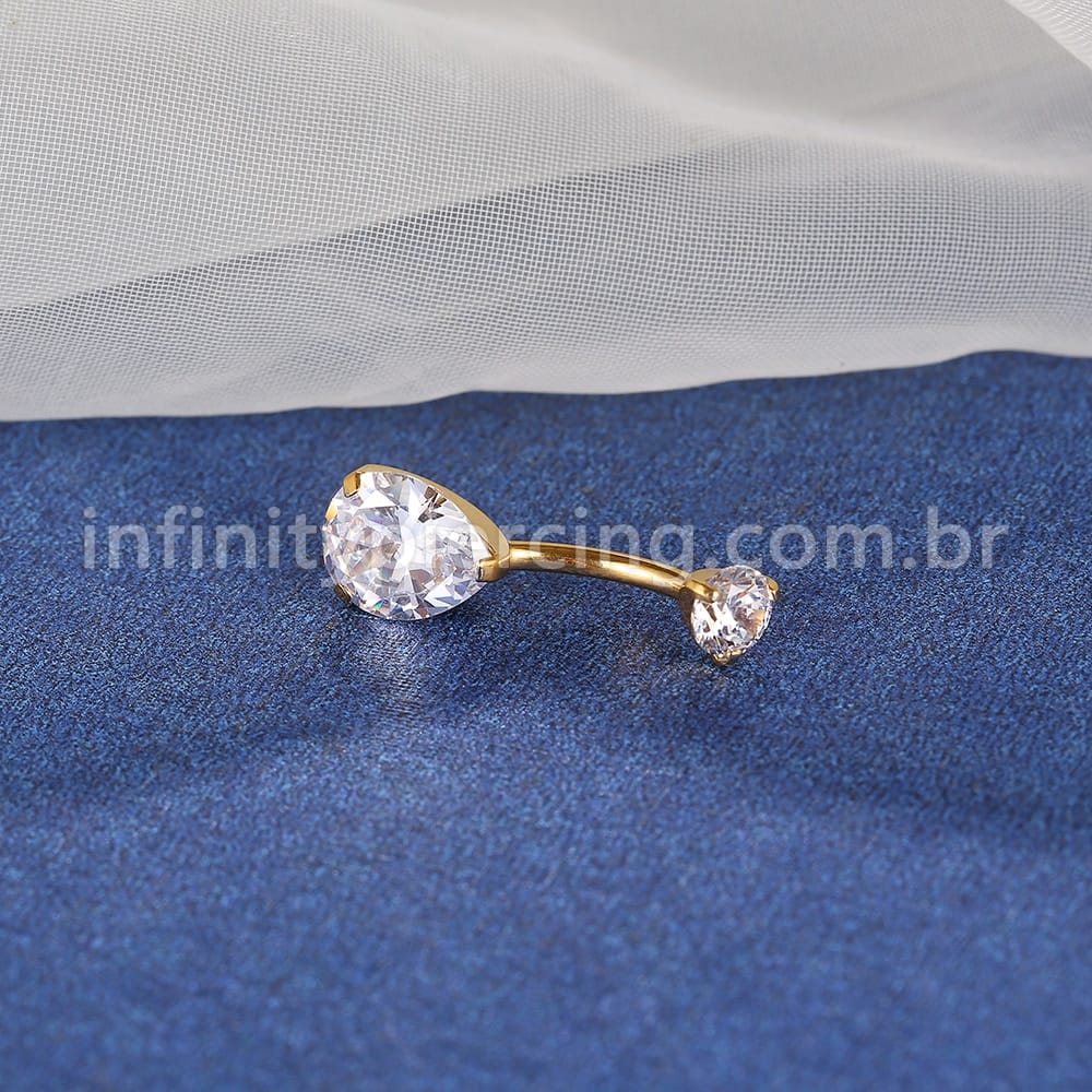 Piercing Banana Titânio Gota 2 Zircônias