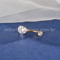 Piercing Banana Titânio Gota 2 Zircônias
