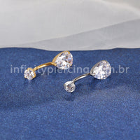 Piercing Banana Titânio Gota 2 Zircônias
