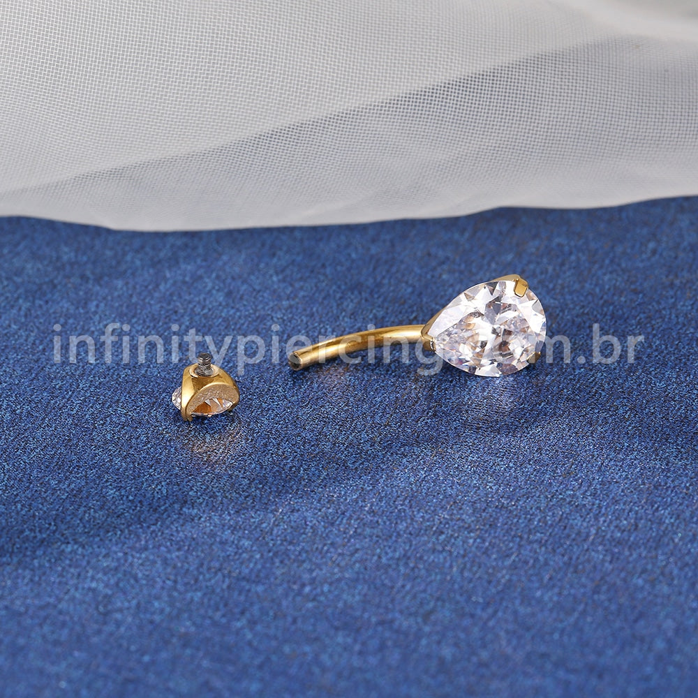 Piercing Banana Titânio Gota 2 Zircônias