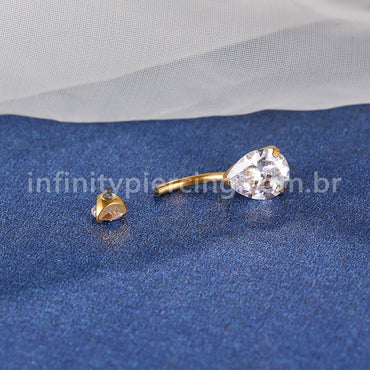 Piercing Banana Titânio Gota 2 Zircônias