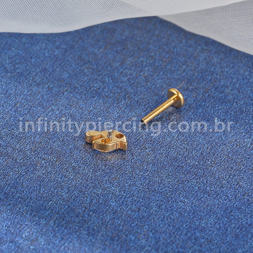 Piercing Labret Titânio Folhas Zircônias Cravejadas