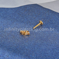 Piercing Labret Titânio Folhas Zircônias Cravejadas