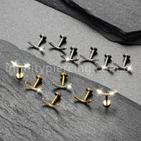 Piercing Labret Titânio Curvo Com Zircônia Colorida
