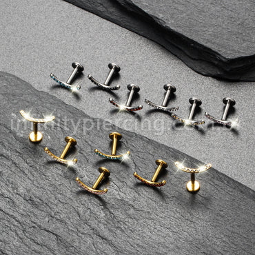Piercing Labret Titânio Curvo Com Zircônia Colorida