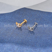 Piercing Labret Titânio Lua Zircônias Cravejadas