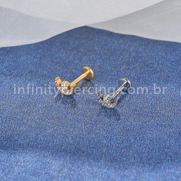 Piercing Labret Titânio Lua Zircônias Cravejadas