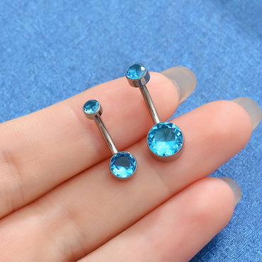 Piercing Banana Titânio 2 Pedras Zircônia