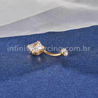 Piercing Banana Titânio Quadrada 2 Zircônias