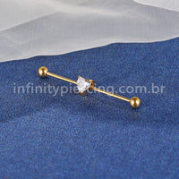 Piercing Transversal Aço Cirurgico Zircônia Coração