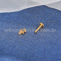 Piercing Labret Titânio Folhas Zircônias Cravejadas