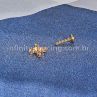 Piercing Labret Titânio X Zircônias Cravejadas
