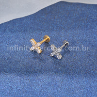 Piercing Labret Titânio X Zircônias Cravejadas