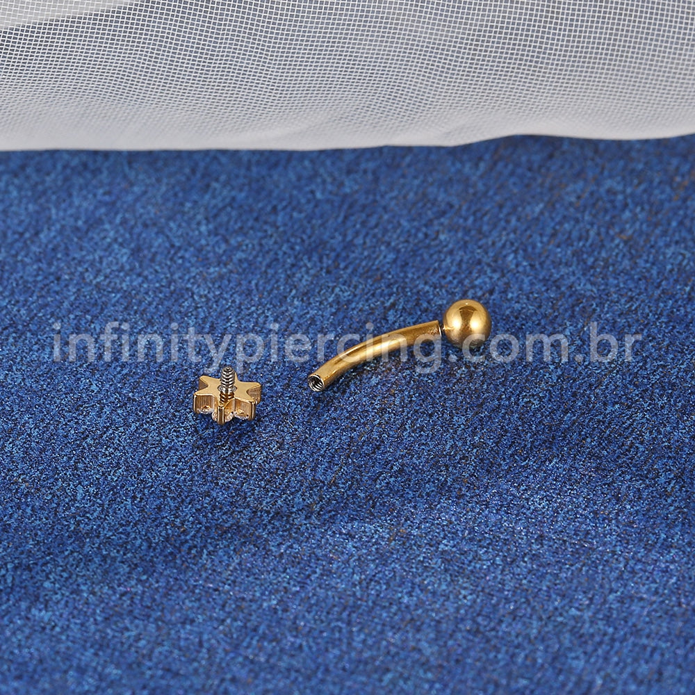 Piercing Minibarbell Curvo Aço Cirúrgico Flor Zircônia