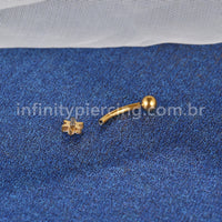 Piercing Minibarbell Curvo Aço Cirúrgico Flor Zircônia