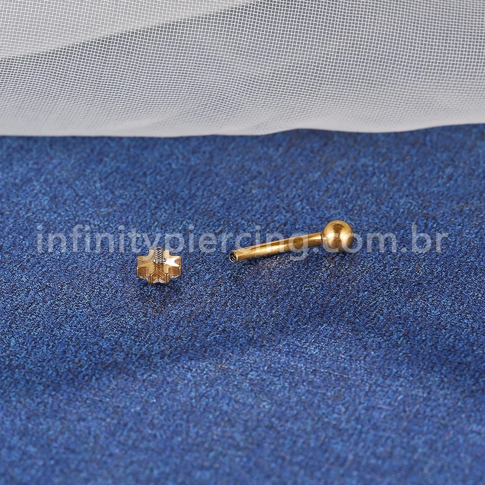 Piercing Minibarbell Curvo Titânio Flor 9 Zircônias