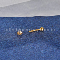 Piercing Minibarbell Curvo Titânio Flor 9 Zircônias