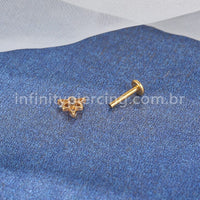 Piercing Labret Titânio Triangulo/Trinity Zircônias Cravejadas