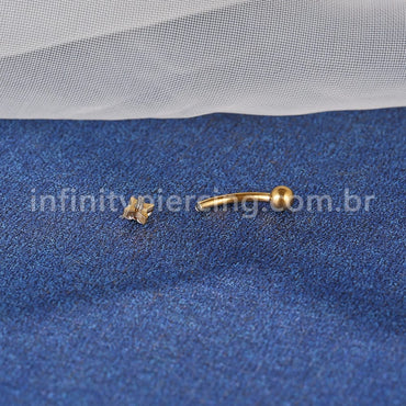 Piercing Minibarbell Curvo Aço Cirúrgico Flor 4 Zircônias