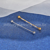 Piercing Transversal Aço Cirurgico Detalhes/Zircônia