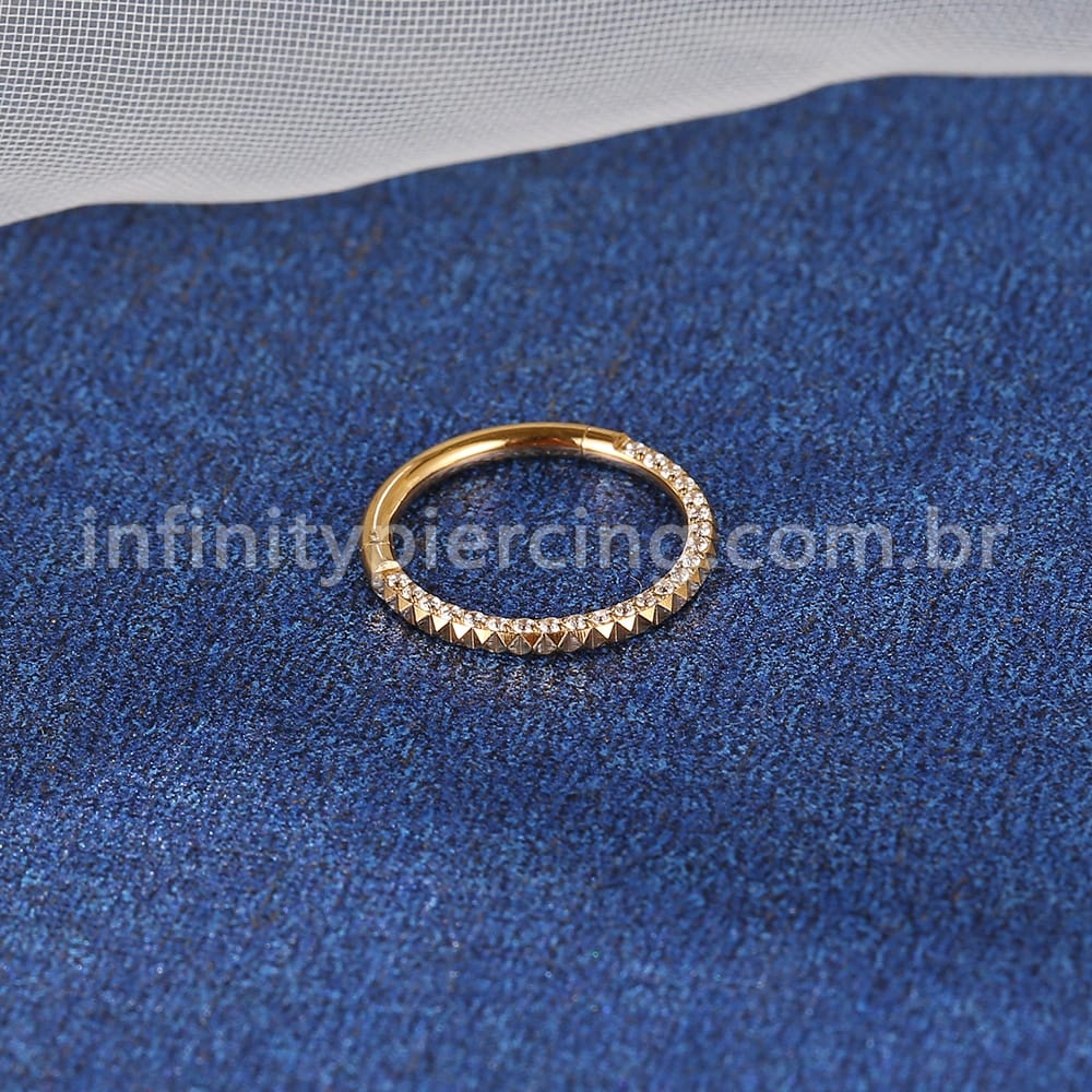 Piercing Argola Titânio Segmento Articulado Detalhada/Zircônia