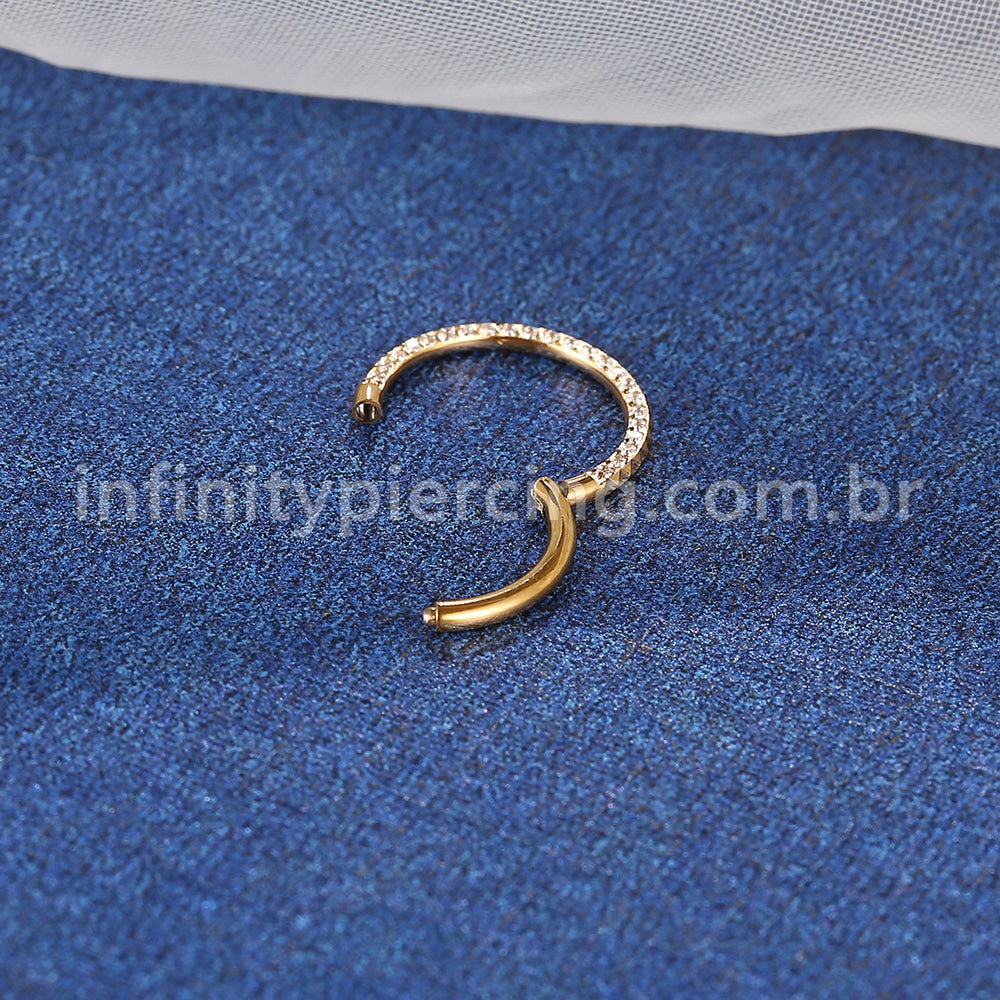 Piercing Argola Titânio Segmento Articulado Detalhada/Zircônia
