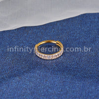 Piercing Argola Titânio Segmento Articulado Zircônia Retangular Cravejada