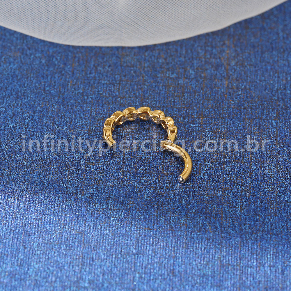 Piercing Argola Segmento Articulado Detalhe Coração Aço Cirúrgico