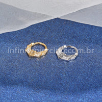 Piercing Argola Aço Cirúrgico Morcego Zircônia Cravejada