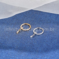 Piercing Argola Aço Cirúrgico Zircônia Cravejada Com Pingente