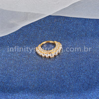 Piercing Argola Titânio 2 Fileiras Zircônia Cravejada