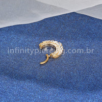 Piercing Argola Titânio 2 Fileiras Zircônia Cravejada