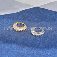 Piercing Argola Titânio 2 Fileiras Zircônia Cravejada
