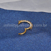 Piercing Argola Aço Cirúrgico Segmento Articulado Zircônia Lateral Corrente
