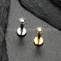 Piercing Labret Titânio Zircônia Ponto de Luz Colorida Rosca Interna