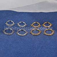 Piercing Argola Aço Cirúrgico Segmento Articulado Zircônia Lateral Corrente