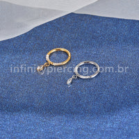 Piercing Argola Aço Cirúrgico Zircônia Cravejada Com Pingente