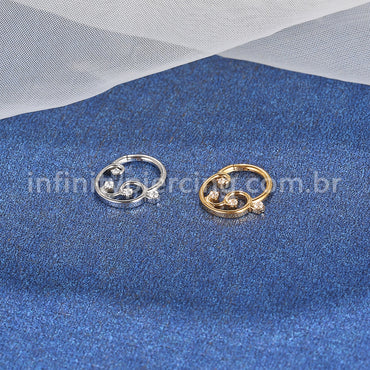 Piercing Argola Aço Cirúrgico Detalhes Com Zircônia Cravejada