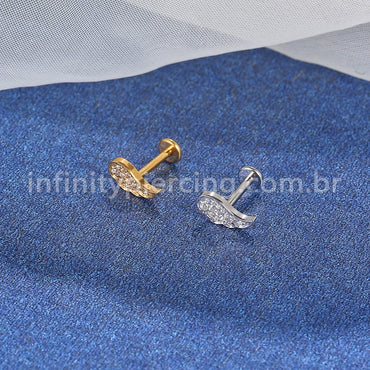 Piercing Labret Aço Cirúrgico Asa Zircônia Cravejada