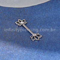 Piercing Mamilo Titânio Push Pin Folhas Zircônia