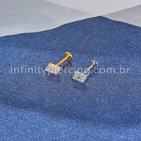 Piercing Labret Aço Cirúrgico Losango Zircônia Cravejada