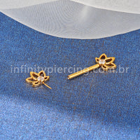 Piercing Mamilo Titânio Push Pin Folhas Zircônia