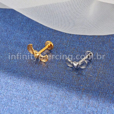 Piercing Labret Titânio Coração Com Asas