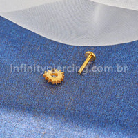 Piercing Labret Titânio Coração Com Detalhes Zircônia Cravejada